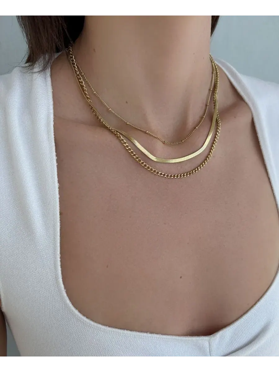 Комплект из 3 цепочек с подвесками, 18k золото ADORNIA — изображение 3 из 4