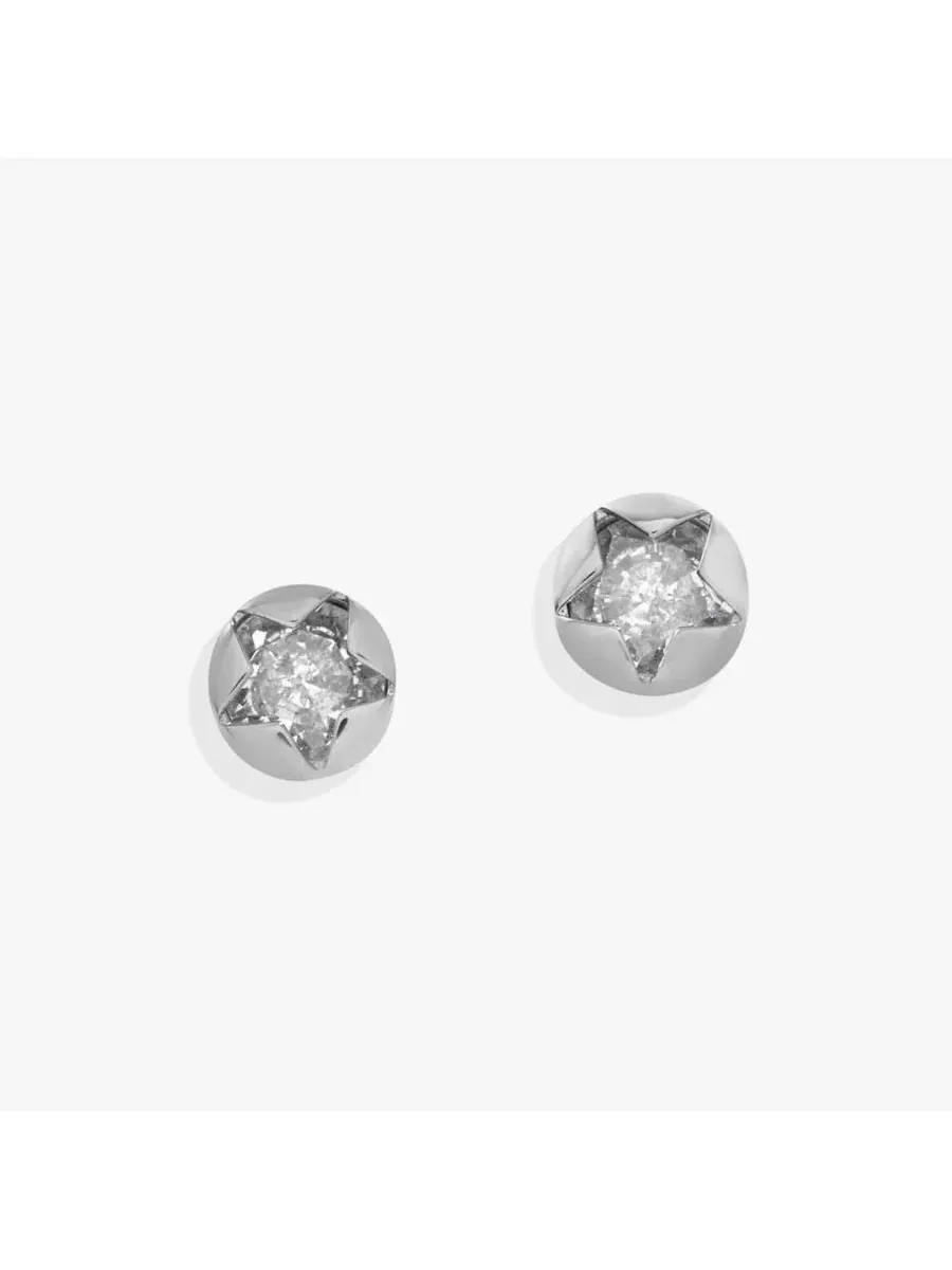Серьги-гвоздики с кристаллами Crystal Star Mini Studs Alex and Ani — изображение 2 из 3, оттенок серебряный