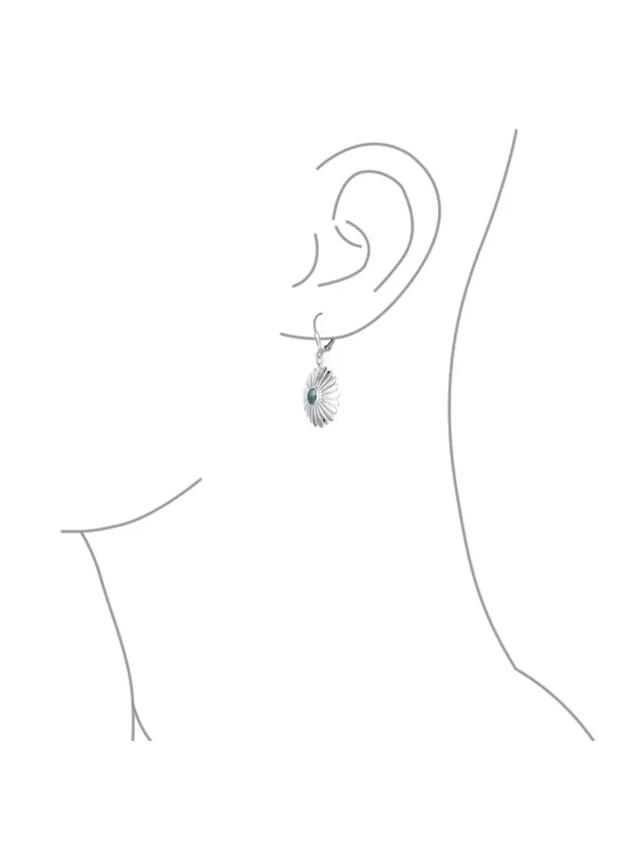 Серьги-подвески с цветочным медальоном и бирюзой, серебро 925 пробы Bling Jewelry — изображение 4 из 4, оттенок синий