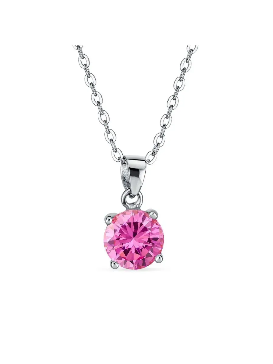 Кулон-подвеска с круглым фианитом, стерлинговое серебро с родиевым покрытием Bling Jewelry — изображение 1 из 3