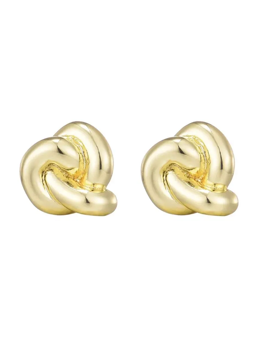 Серьги-пусеты с узлом, 14K золотое покрытие ADORNIA — изображение 2 из 5