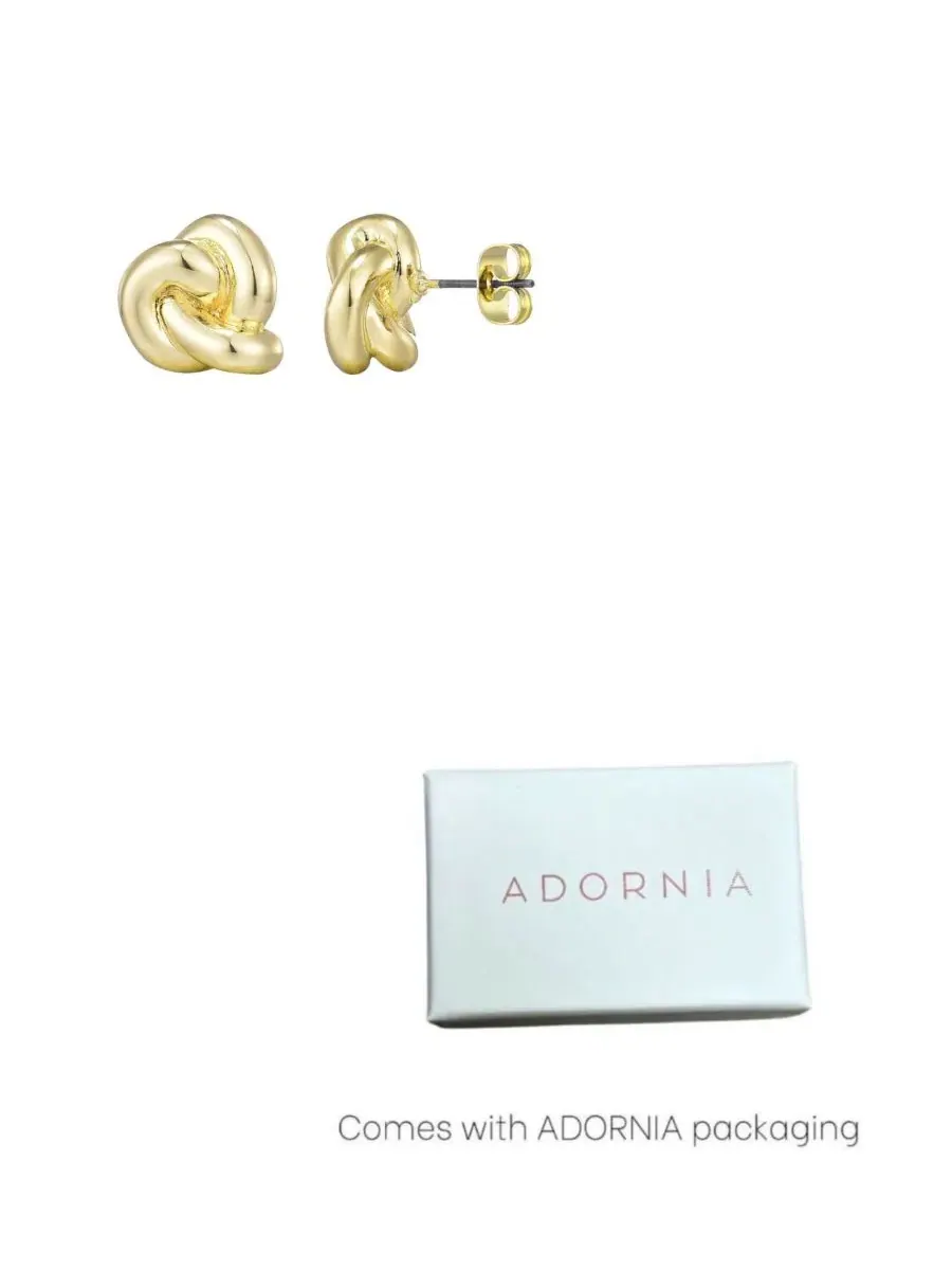 Серьги-пусеты с узлом, 14K золотое покрытие ADORNIA — изображение 3 из 5