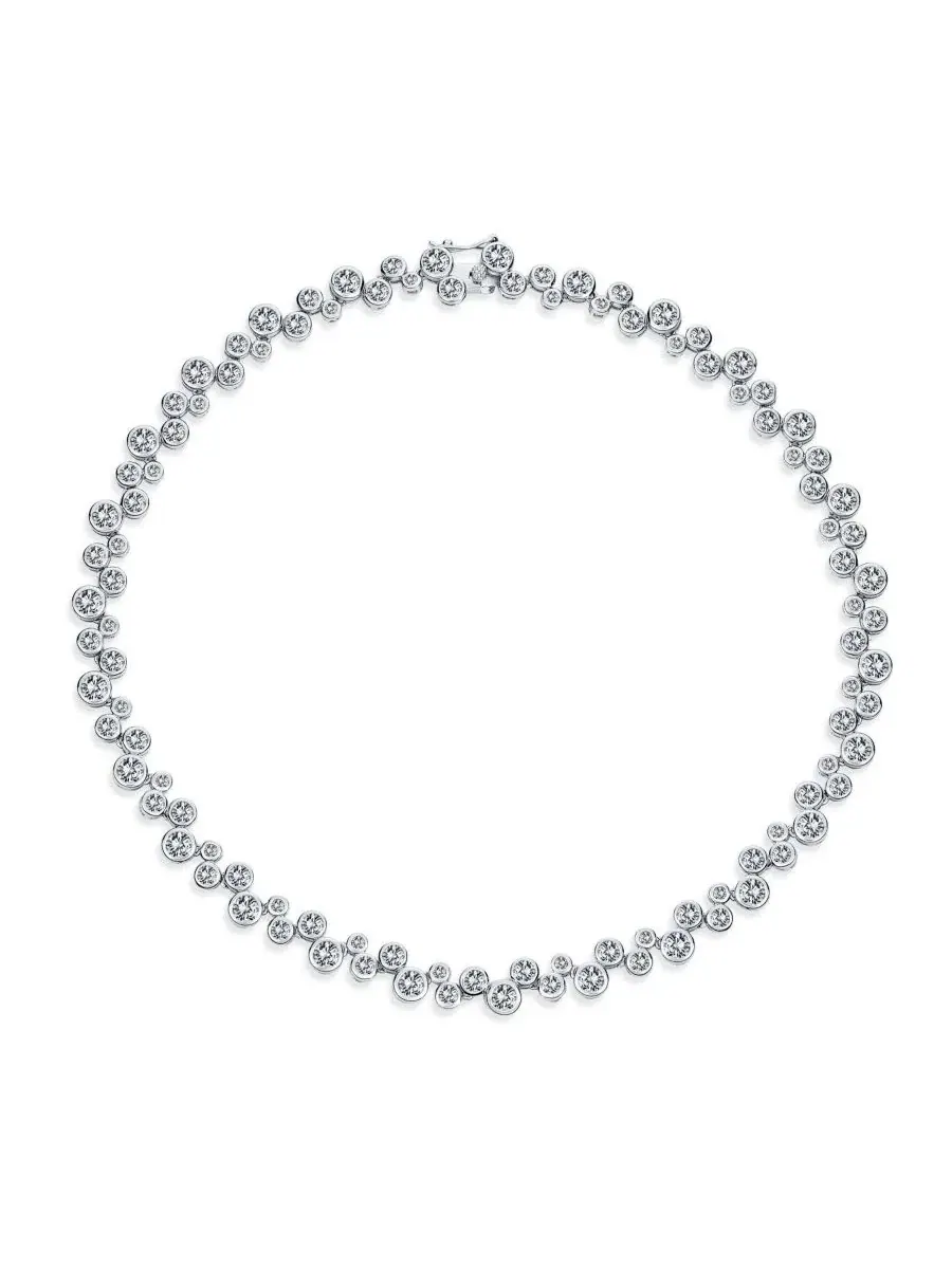 Колье-теннис с круглыми кристаллами, 40 см, модель Zig Zag Bling Jewelry