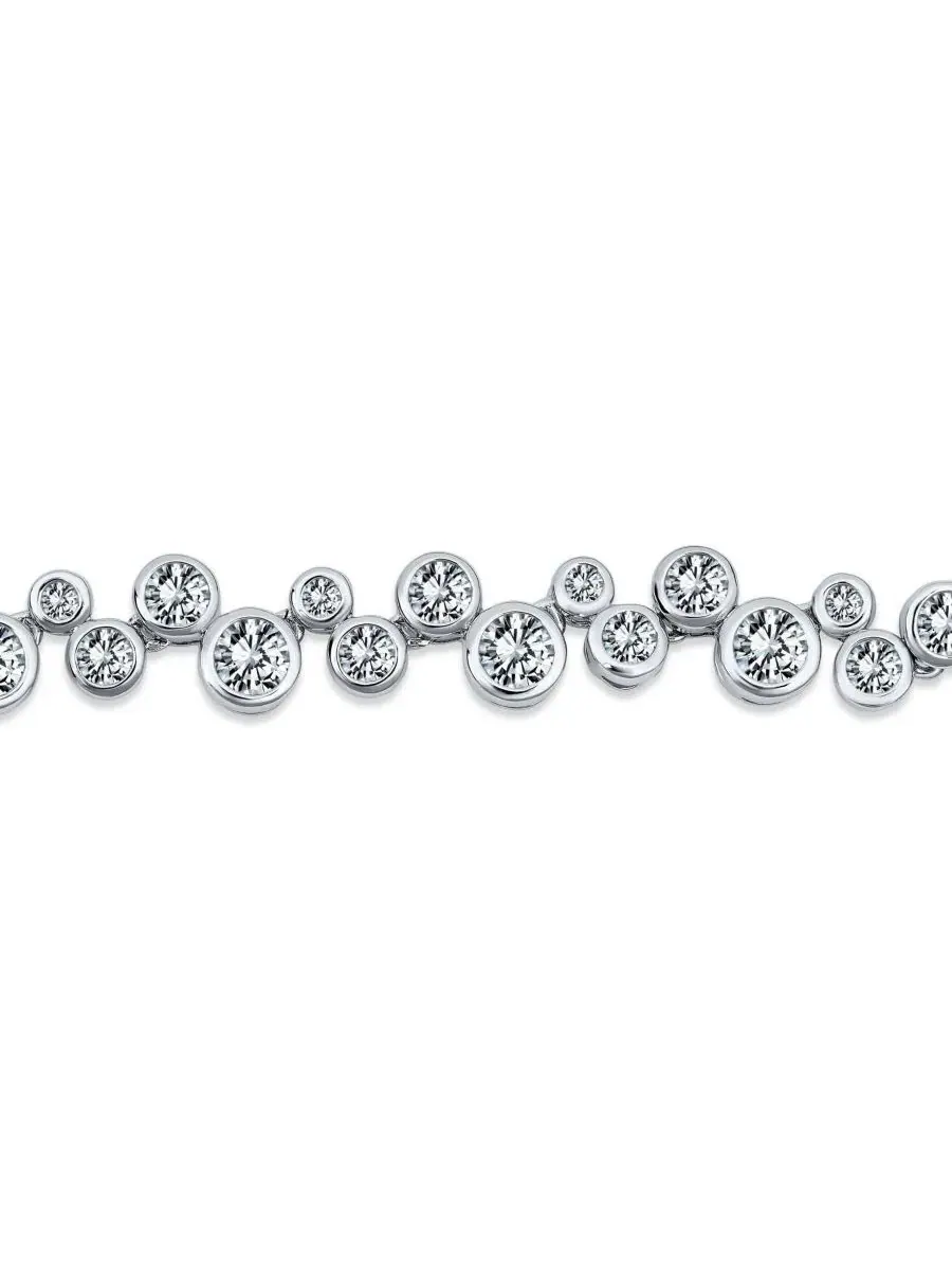 Колье-теннис с круглыми кристаллами, 40 см, модель Zig Zag Bling Jewelry — изображение 2 из 4, оттенок прозрачный