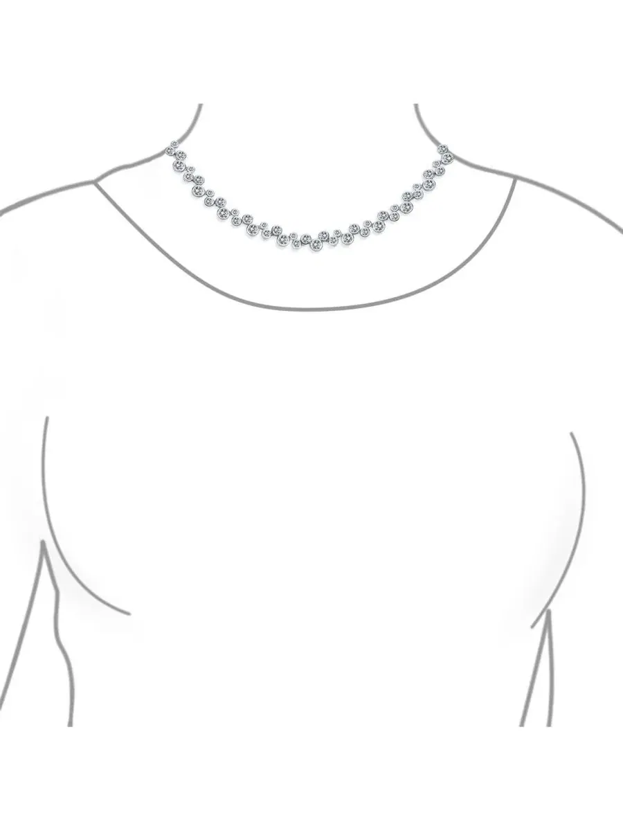 Колье-теннис с круглыми кристаллами, 40 см, модель Zig Zag Bling Jewelry — изображение 3 из 4, оттенок прозрачный