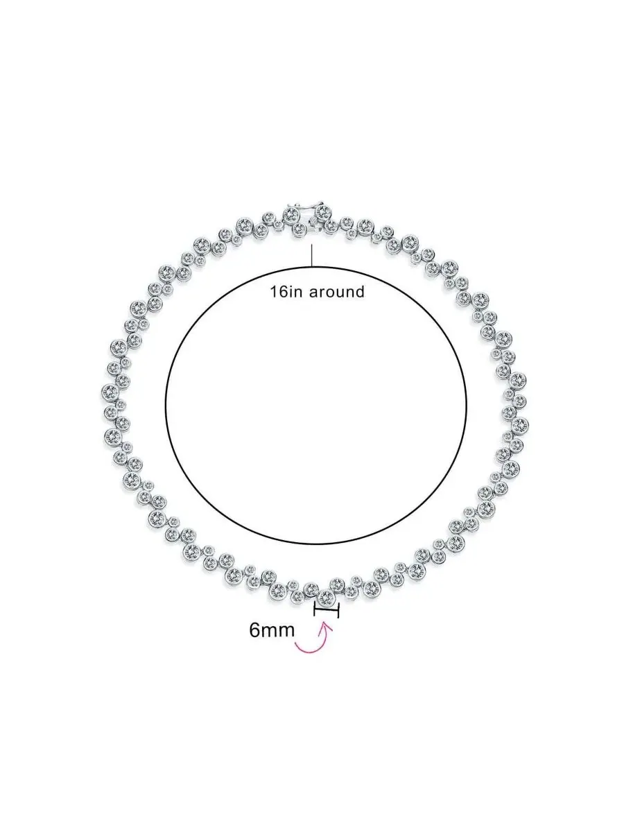 Колье-теннис с круглыми кристаллами, 40 см, модель Zig Zag Bling Jewelry — изображение 4 из 4, оттенок прозрачный