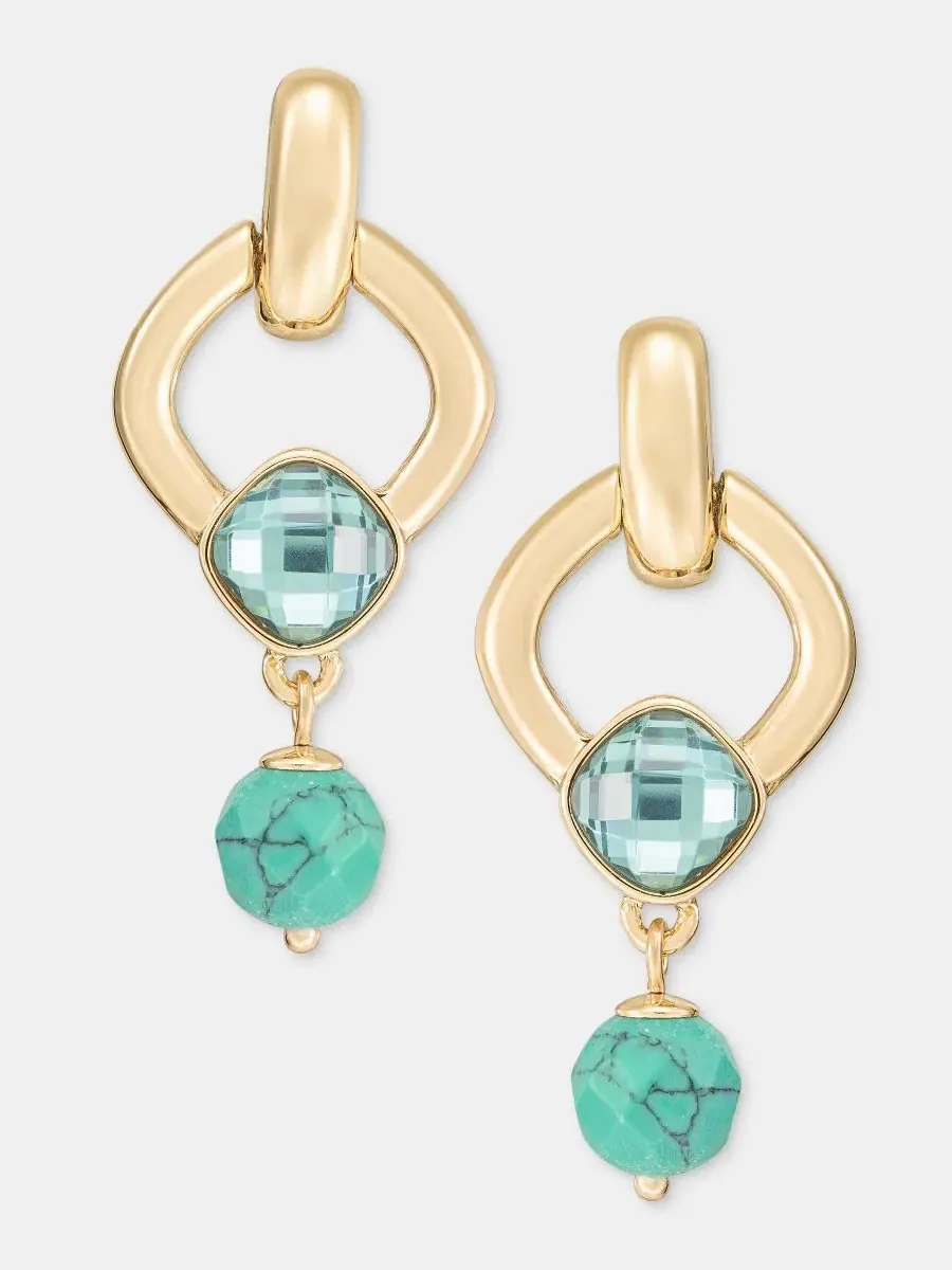 Серьги-подвески с камнем и бусинами Anne Klein