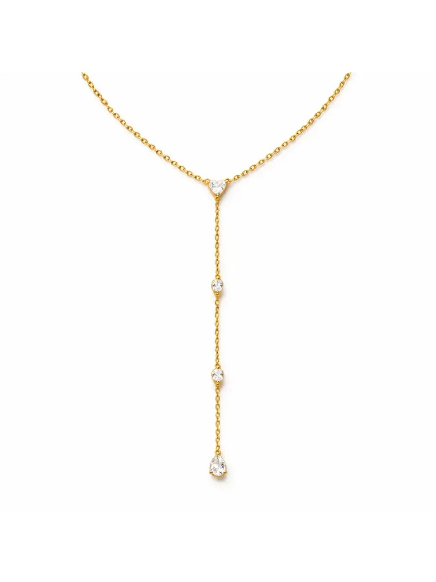 Ожерелье с кристаллами в форме буквы Y Rebl Jewelry — изображение 2 из 3, оттенок золото