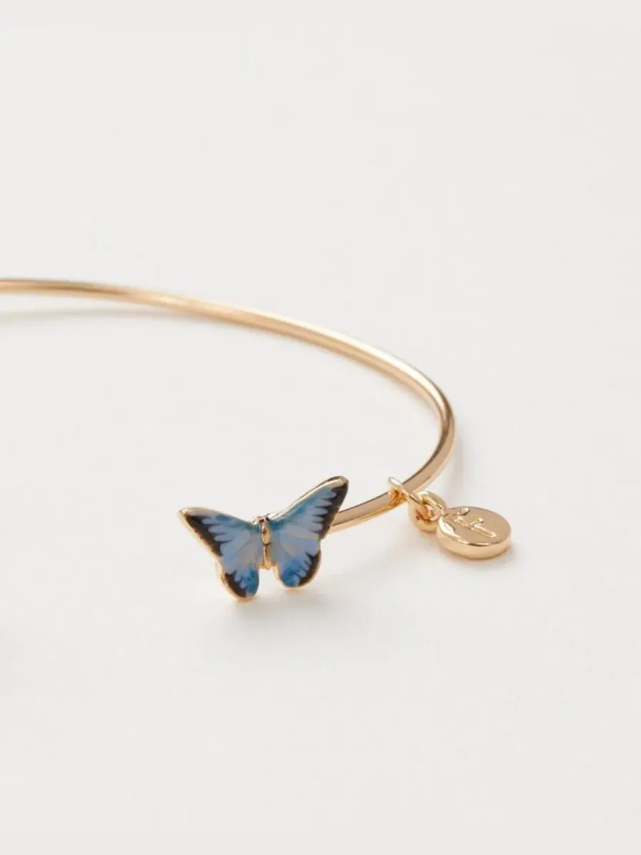 Браслет-манжета с бабочкой и листом, модель Enamel Butterfly Bangle Fable England — изображение 2 из 4