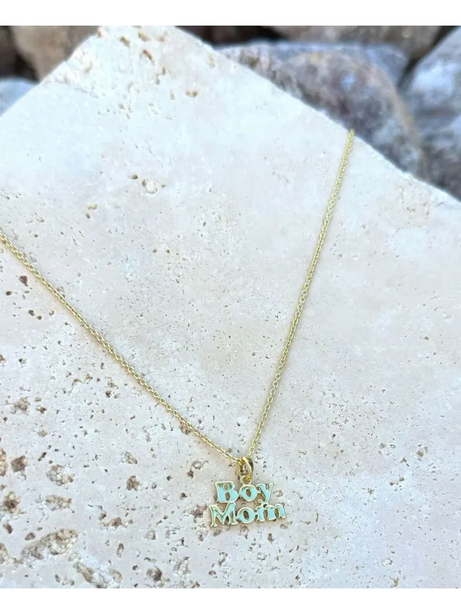 Подвеска-кулон с надписью Boy Mom, 14K золотое покрытие ADORNIA — изображение 2 из 4
