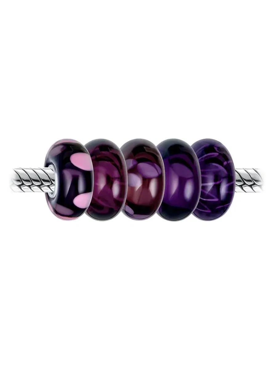 Набор бусин для браслета Murano Glass Charm Set Bling Jewelry — изображение 2 из 3, оттенок фиолетовый