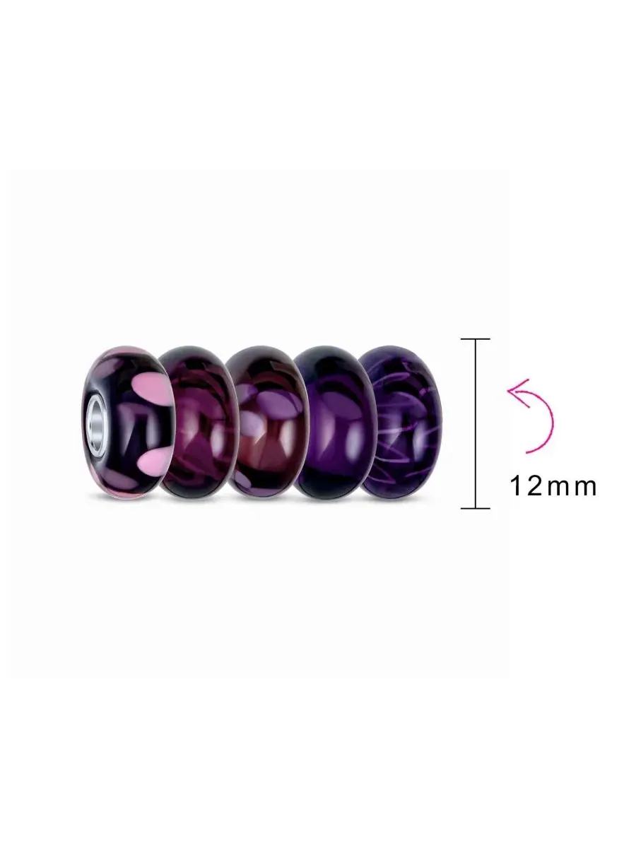 Набор бусин для браслета Murano Glass Charm Set Bling Jewelry — изображение 3 из 3, оттенок фиолетовый