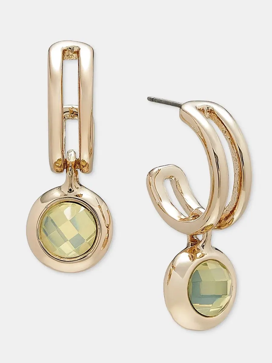 Серьги-конго с подвесками из камней Stone Charm Huggie Hoop Earrings Anne Klein — изображение 2 из 4, оттенок прозрачный
