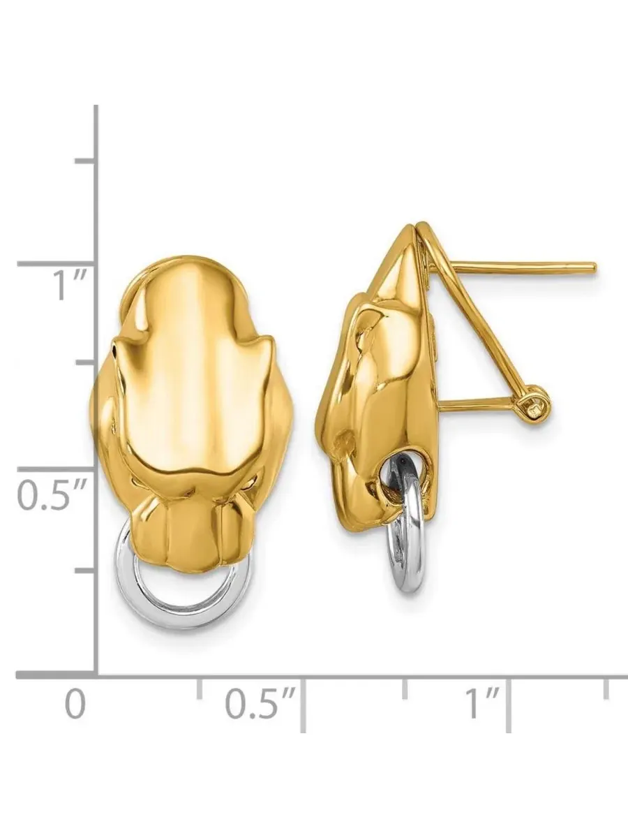 Серьги-пусеты из золота 18к с головой пантеры, двухцветные Curata Jewelry — изображение 2 из 7, оттенок нет цвета