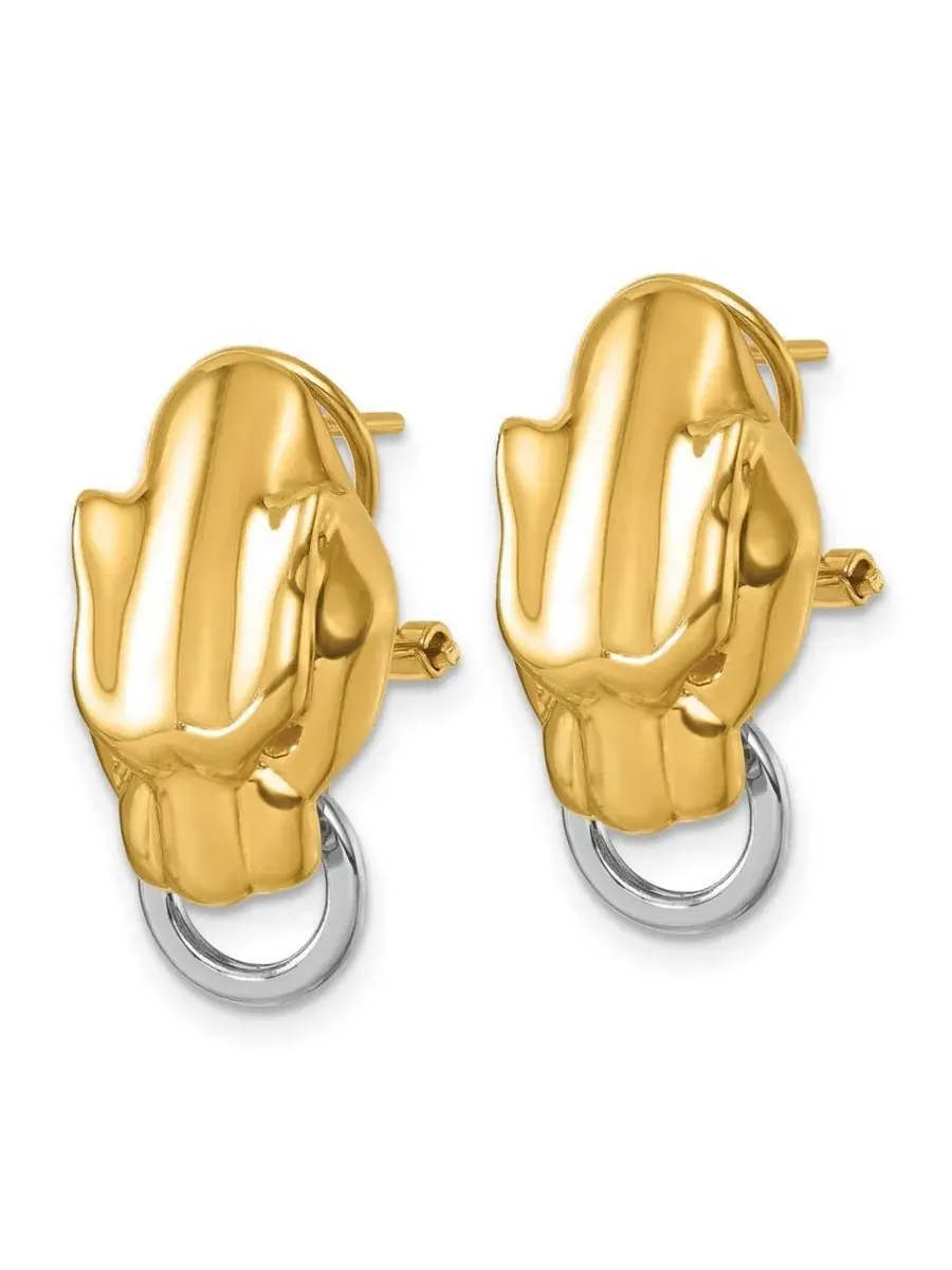 Серьги-пусеты из золота 18к с головой пантеры, двухцветные Curata Jewelry — изображение 3 из 7, оттенок нет цвета
