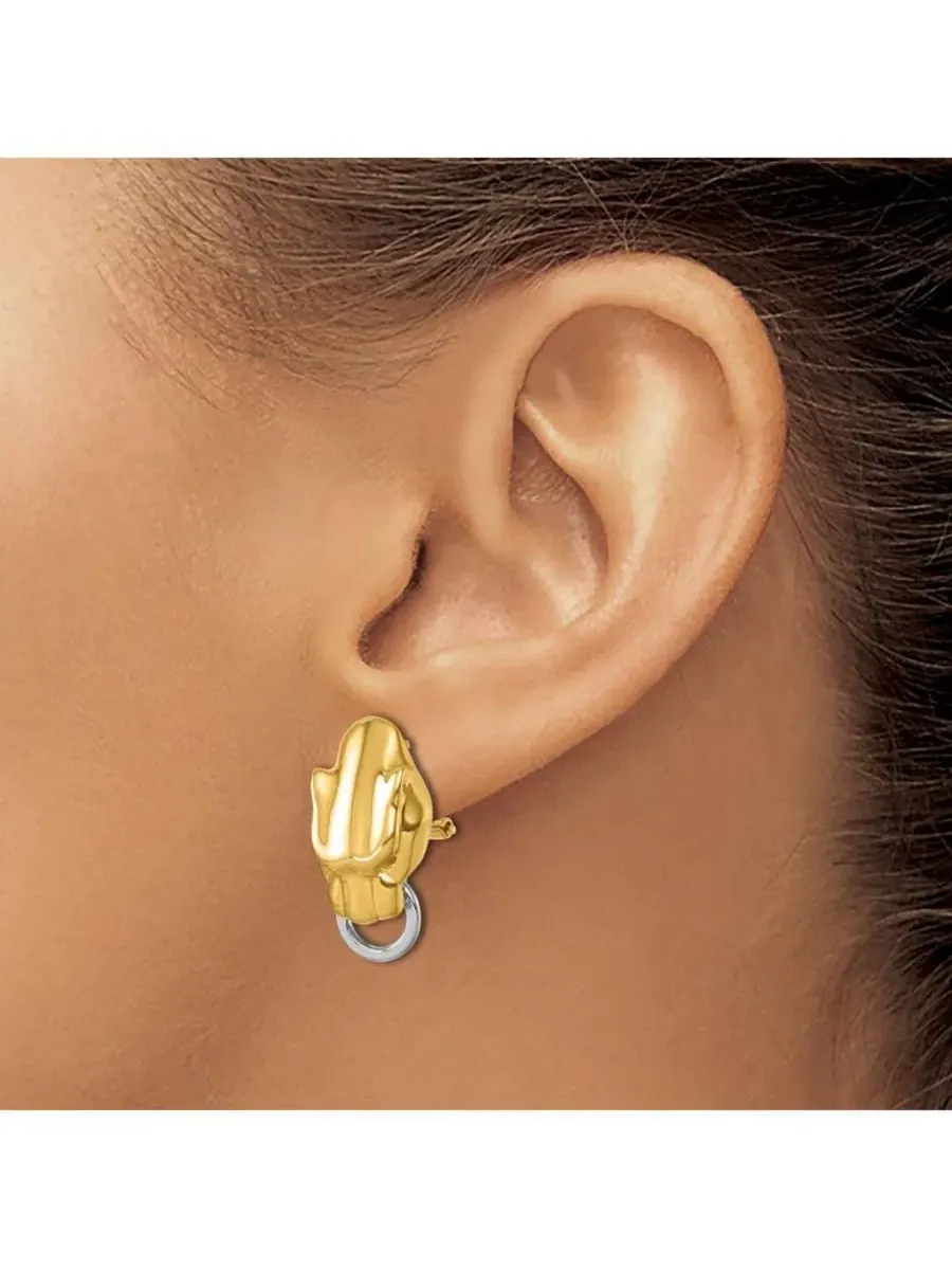 Серьги-пусеты из золота 18к с головой пантеры, двухцветные Curata Jewelry — изображение 4 из 7, оттенок нет цвета