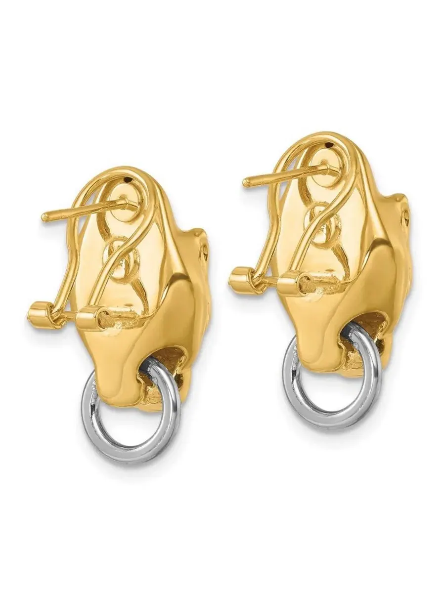 Серьги-пусеты из золота 18к с головой пантеры, двухцветные Curata Jewelry — изображение 5 из 7, оттенок нет цвета