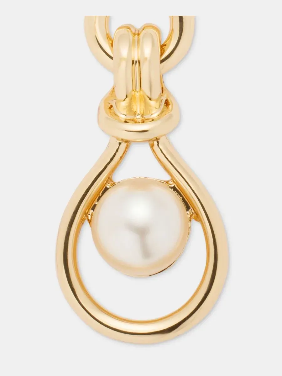 Серьги-подвески с жемчугом Imitation Pearl Linked Drop Anne Klein — изображение 4 из 4, оттенок белый