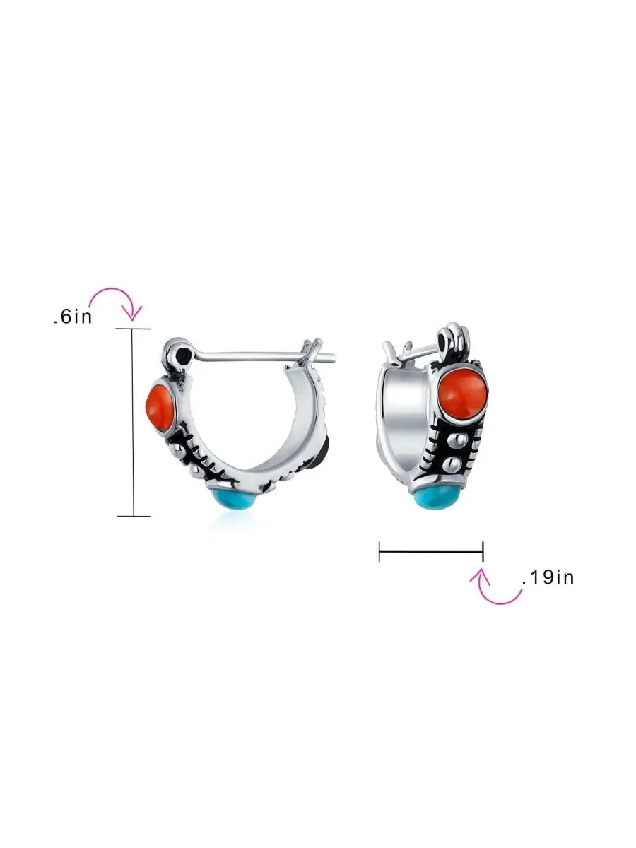 Серьги-петли из стерлингового серебра с красным сердоликом, модель Southwestern Mini Hoop Bling — изображение 4 из 4