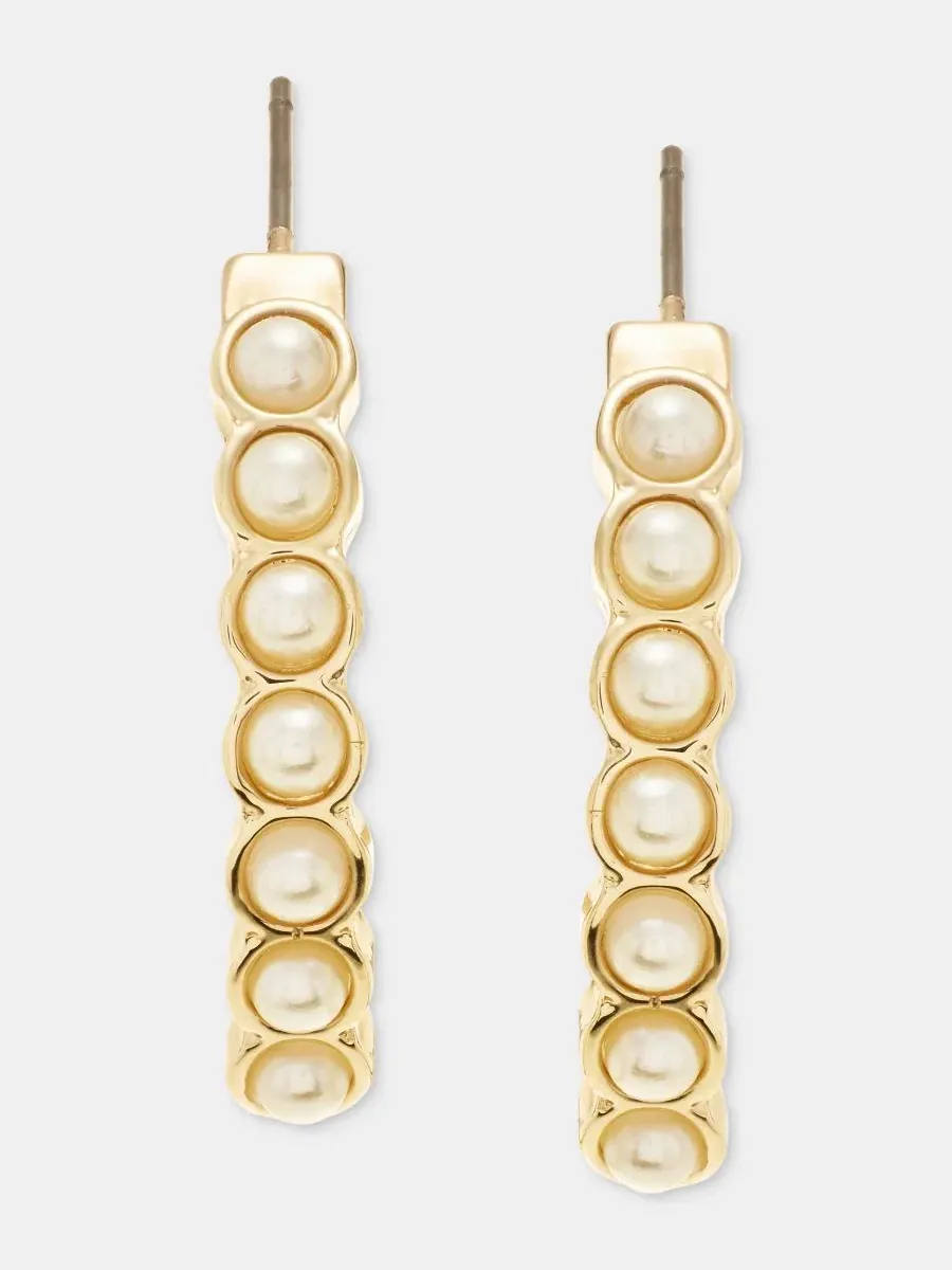 Серьги-каффы с имитацией жемчуга C-Hoop Anne Klein — изображение 2 из 4, оттенок серебристый