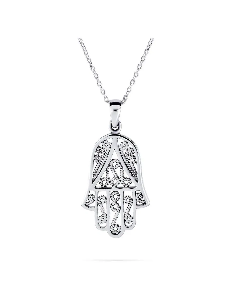 Кулон-амулет Хамса с филигранью, модель Yoga Amulet Fatima Hand Of God Hamsa Pendant Necklace Bling