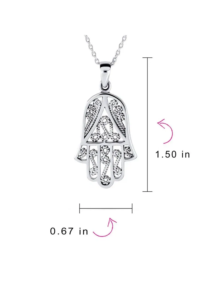 Кулон-амулет Хамса с филигранью, модель Yoga Amulet Fatima Hand Of God Hamsa Pendant Necklace Bling — изображение 2 из 3