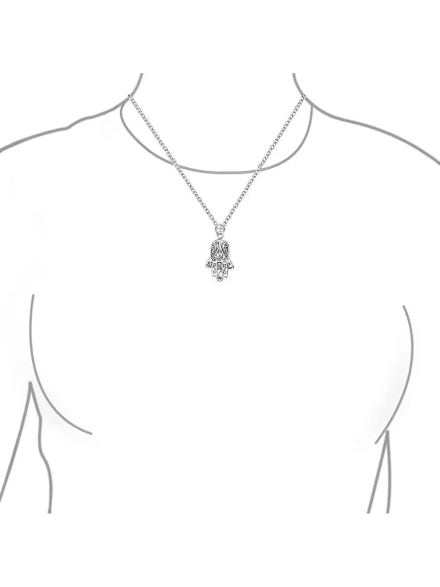 Кулон-амулет Хамса с филигранью, модель Yoga Amulet Fatima Hand Of God Hamsa Pendant Necklace Bling — изображение 3 из 3
