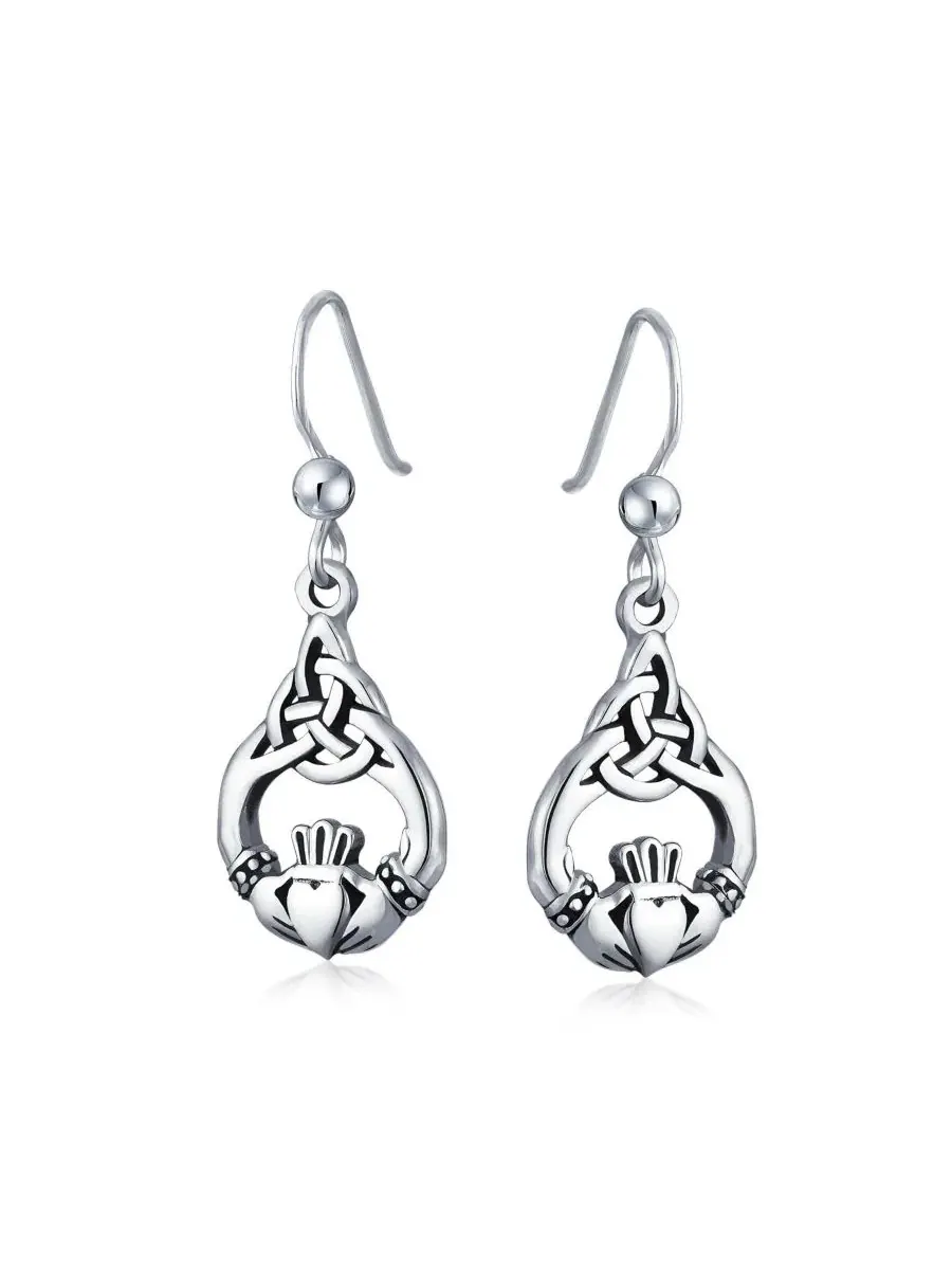 Серьги-подвески с символом дружбы Кладдах, модель Friendship Love Symbol Bling Jewelry