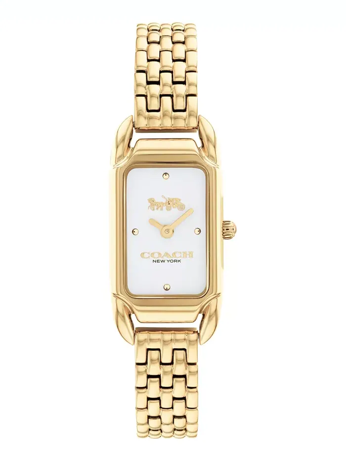 Женские часы Cadie Quartz с золотистым покрытием из нержавеющей стали, 20 мм x 32,5 мм COACH