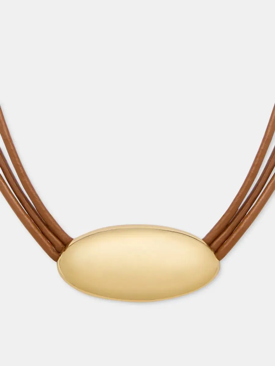 Подвеска из кожи золотистого цвета Lauren Ralph Lauren — изображение 2 из 5, оттенок коричневый