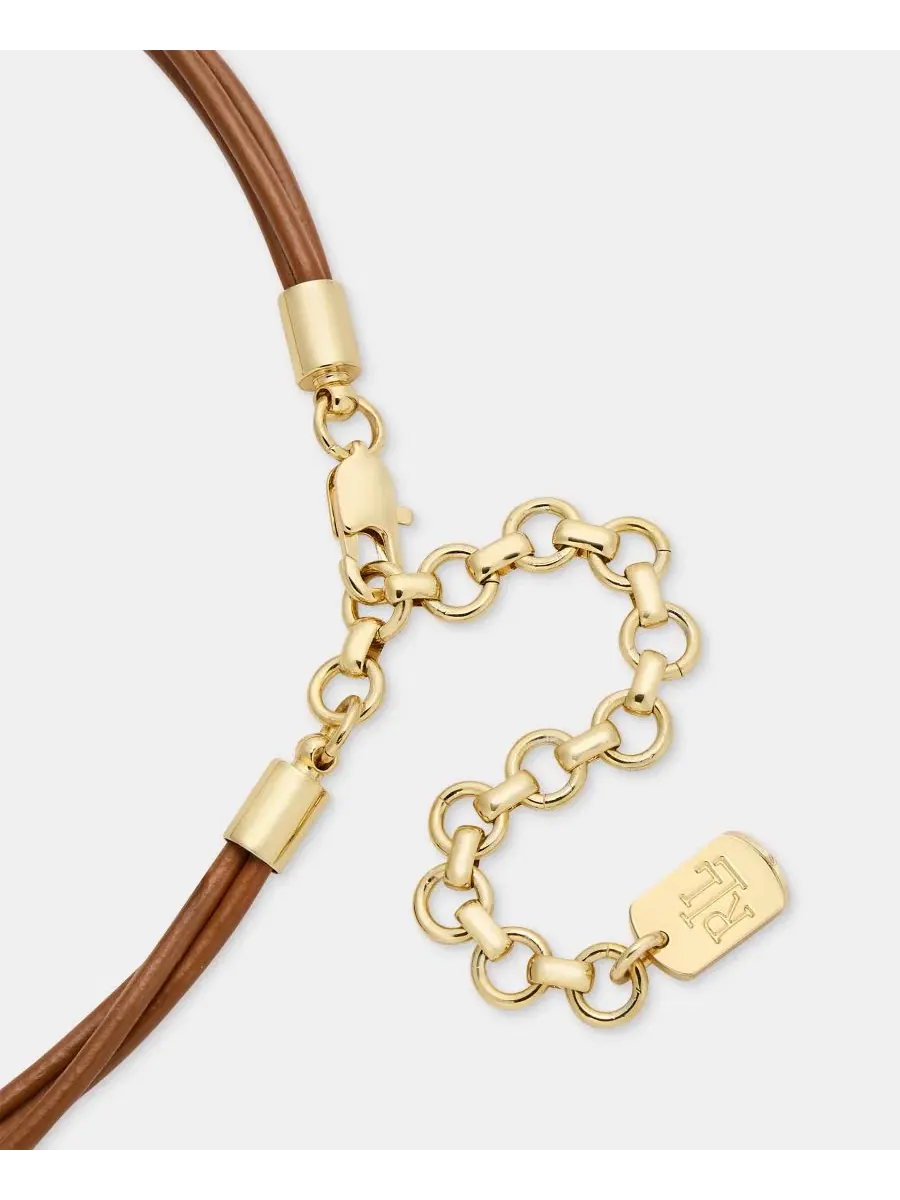 Подвеска из кожи золотистого цвета Lauren Ralph Lauren — изображение 3 из 5, оттенок коричневый