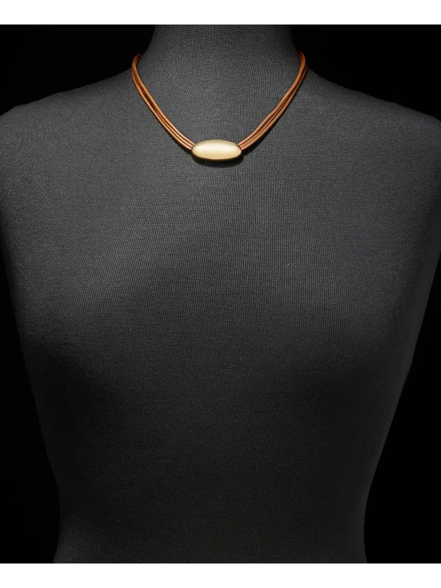 Подвеска из кожи золотистого цвета Lauren Ralph Lauren — изображение 4 из 5, оттенок коричневый