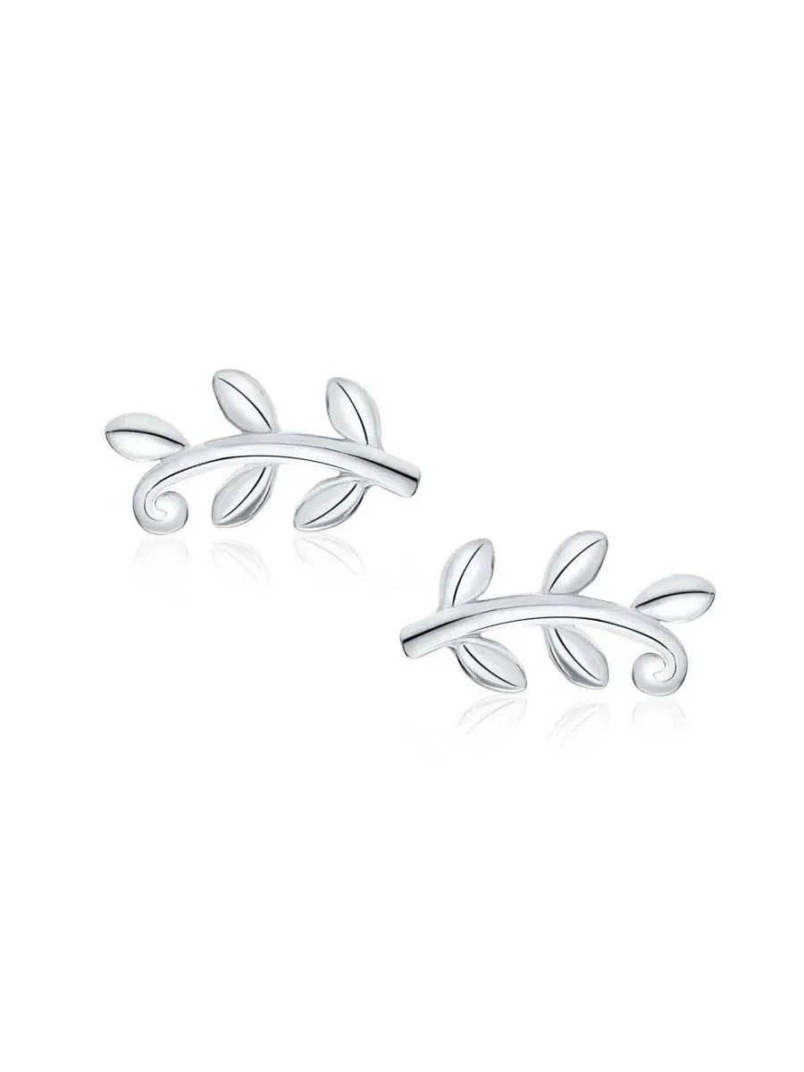 Серьги-пусеты с виноградным листом из стерлингового серебра Bling Jewelry — изображение 2 из 4, оттенок серебристый