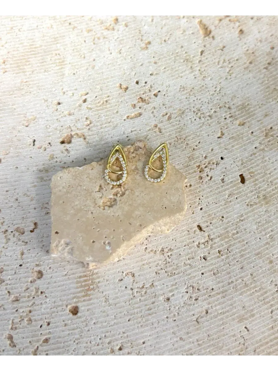 Серьги-подвески с перекрывающимися каплевидными кристаллами, модель Overlap Teardrop ADORNIA — изображение 4 из 4