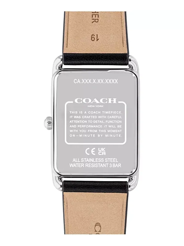 Мужские часы Elliot с черным кожаным ремешком, 32 x 36 мм Coach — изображение 2 из 4, оттенок черный