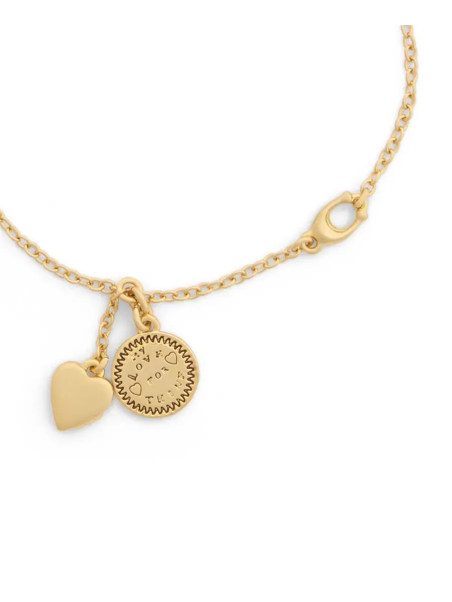 Браслет с шармами Heritage Coin Heart Charm COACH — изображение 3 из 4, оттенок золото