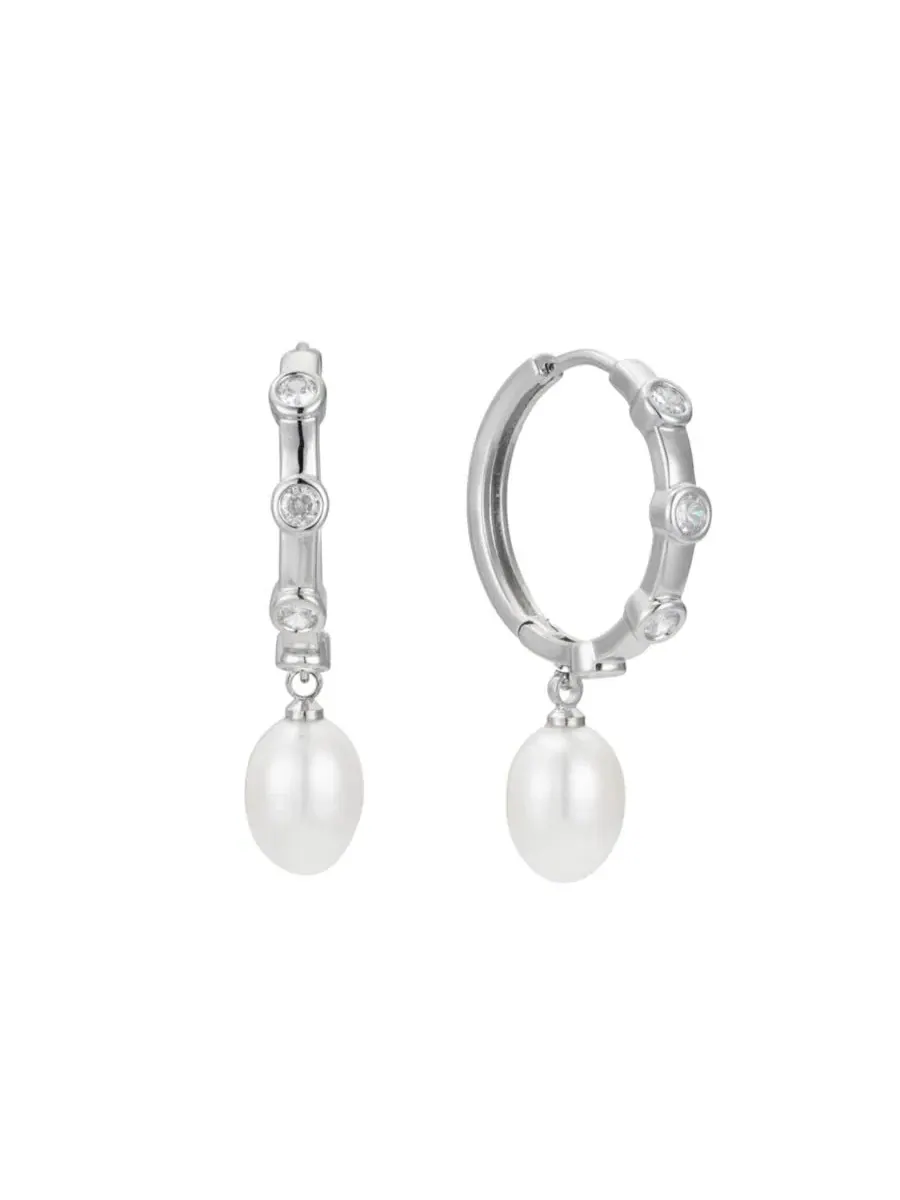 Серьги-кольца с кристаллами и жемчугом Braxton Hoop Untamed Petals