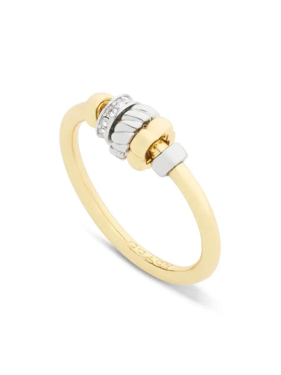 Кольцо-полоса с подвесками Faux Stone Signature Rondelle Charm Band COACH — изображение 2 из 3, оттенок мульти