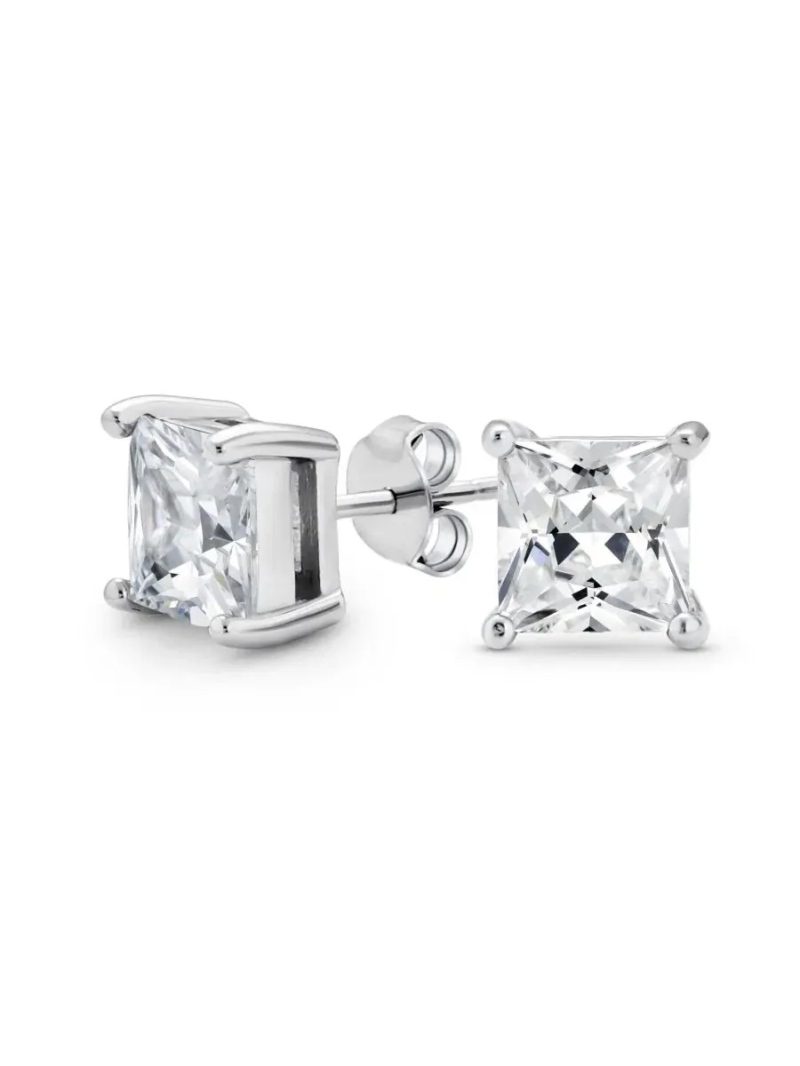 Серьги-гвоздики с кубическим цирконием, принцесса, 0.75 ct