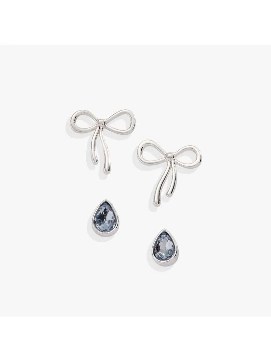 Комплект сережек-гвоздиков с бантами и кристаллами Bridal Bow Duo Alex and Ani