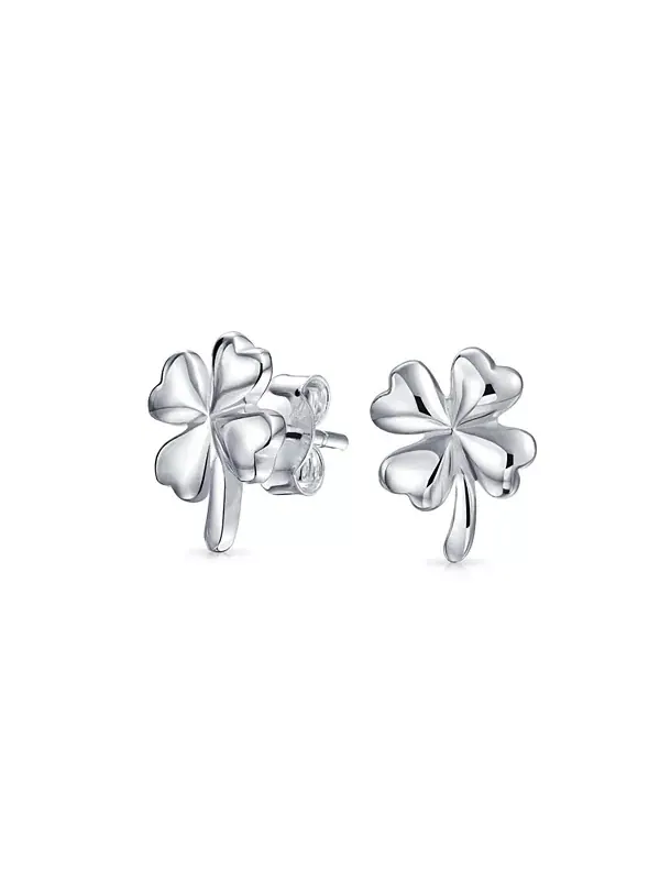 Серьги-Гвоздики «Удача ирландского клевера» из серебра 925 пробы Bling Jewelry