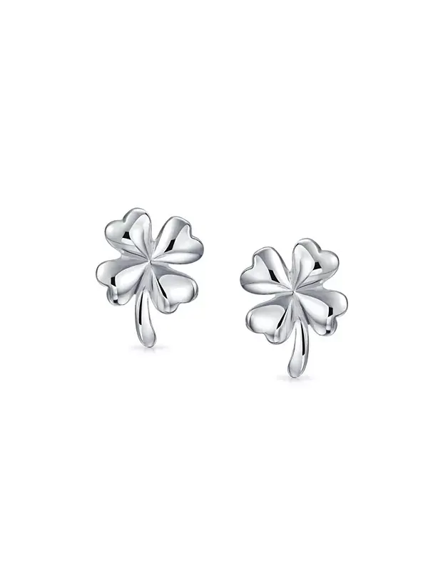 Серьги-Гвоздики «Удача ирландского клевера» из серебра 925 пробы Bling Jewelry — изображение 3 из 4, оттенок серый