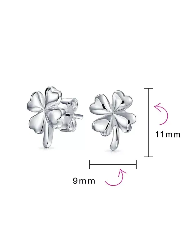 Серьги-Гвоздики «Удача ирландского клевера» из серебра 925 пробы Bling Jewelry — изображение 4 из 4, оттенок серый