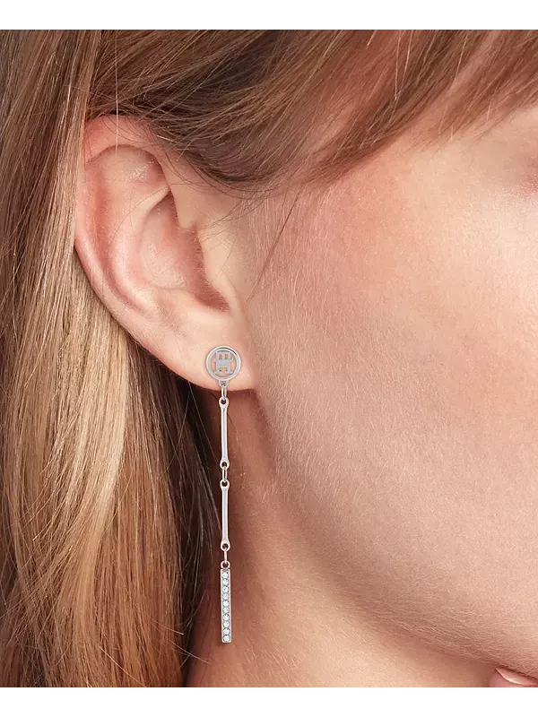 Серьги-Подвески с логотипом и паве Tommy Hilfiger — изображение 2 из 4, оттенок серебряный