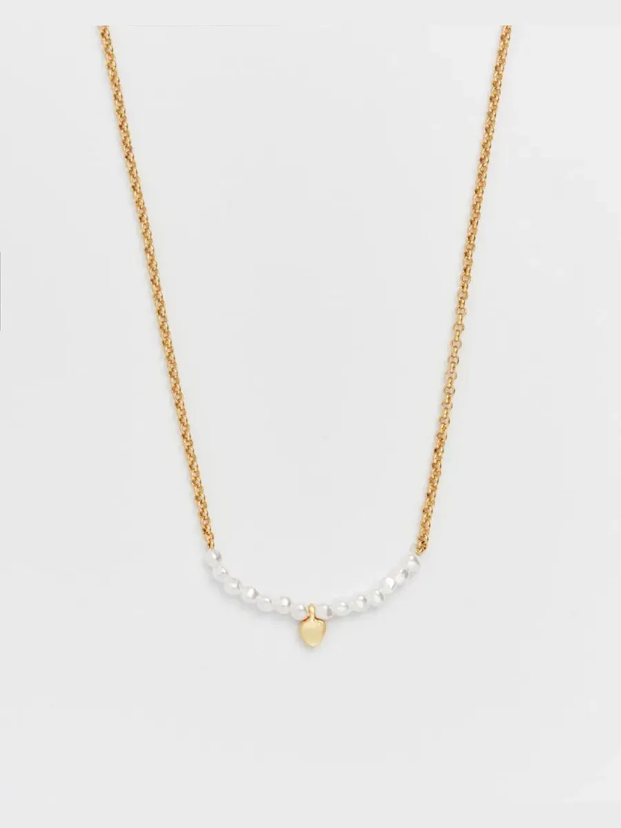 Колье с подвеской-сердцем Gold Love Heart Pearl Necklace Fable England — изображение 2 из 6, оттенок золото