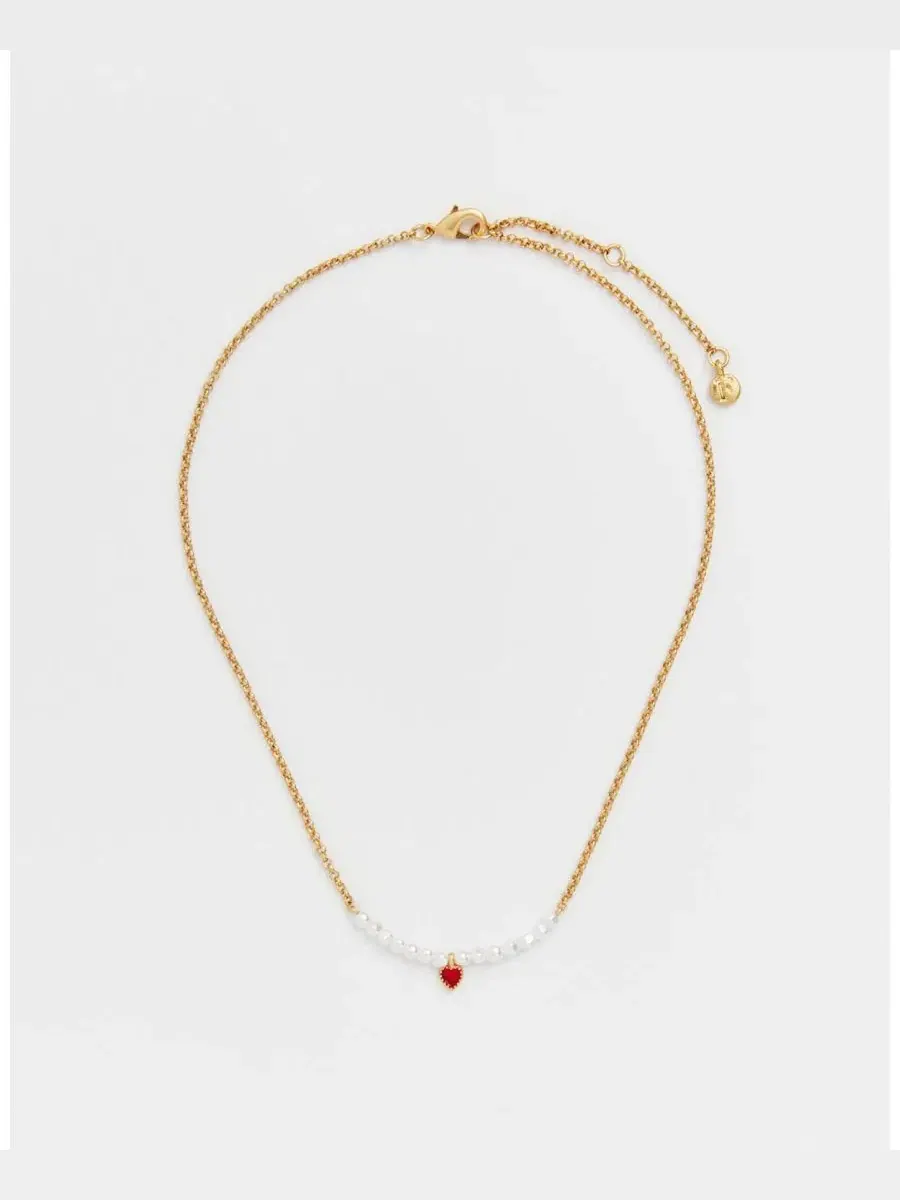 Колье с подвеской-сердцем Gold Love Heart Pearl Necklace Fable England — изображение 4 из 6, оттенок золото