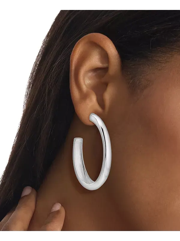 Серьги-Кольца средней длины Modern Purity, 1,97 дюйма Calvin Klein — изображение 3 из 3, оттенок серебряный