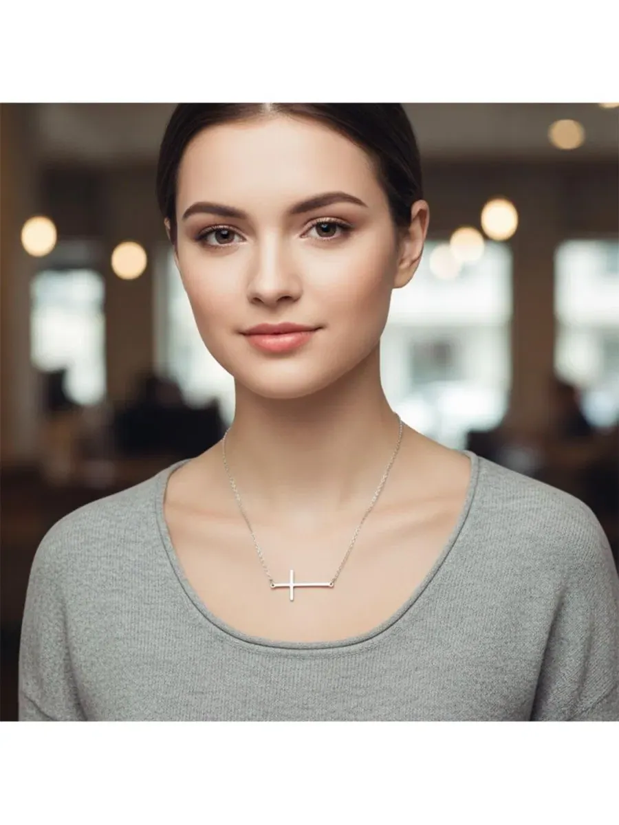Подвеска-крест с цепочкой, 45-50 см, серебро 925 пробы Bling Jewelry — изображение 3 из 3, оттенок серебряный