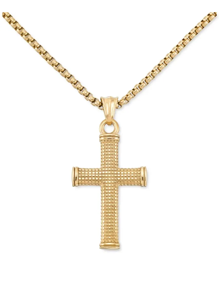 Мужское колье с подвеской-крестом из стали с ионным покрытием, модель Textured Cross LEGACY for MEN