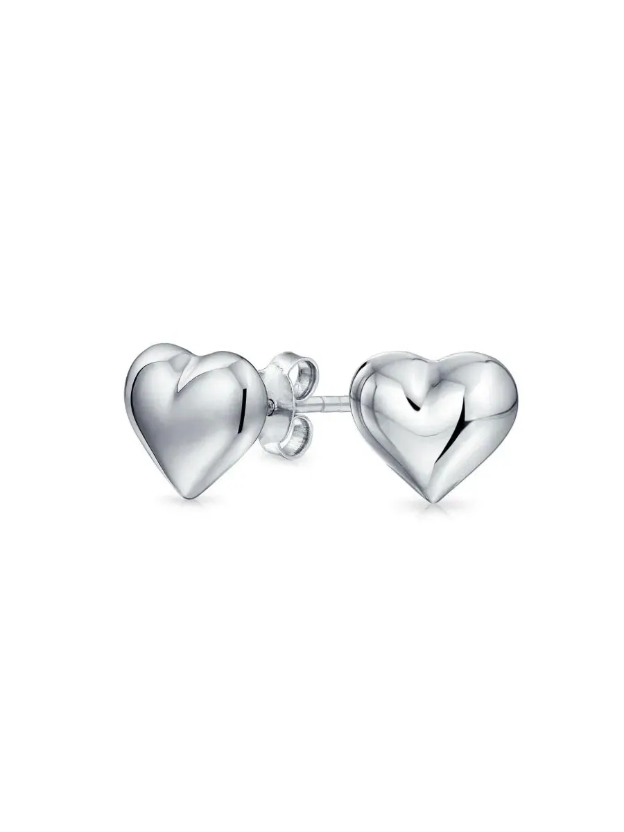 Серьги-гвоздики с сердцем из стерлингового серебра Bling Jewelry